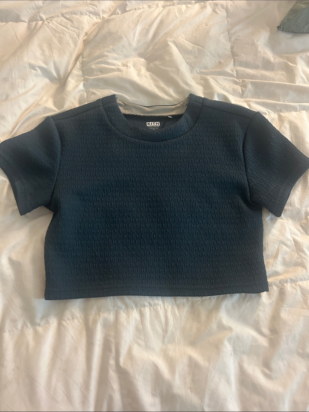 Kith hunter  green women's Textured Short Sleeve Crop Tee
